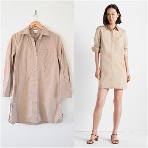 Club Monaco Strawberta Khaki Button Down Shirt Dress Size 12